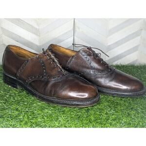 Men's American Gentleman Leather Brown Oxford Dress Shoes Made in USA size 9.5